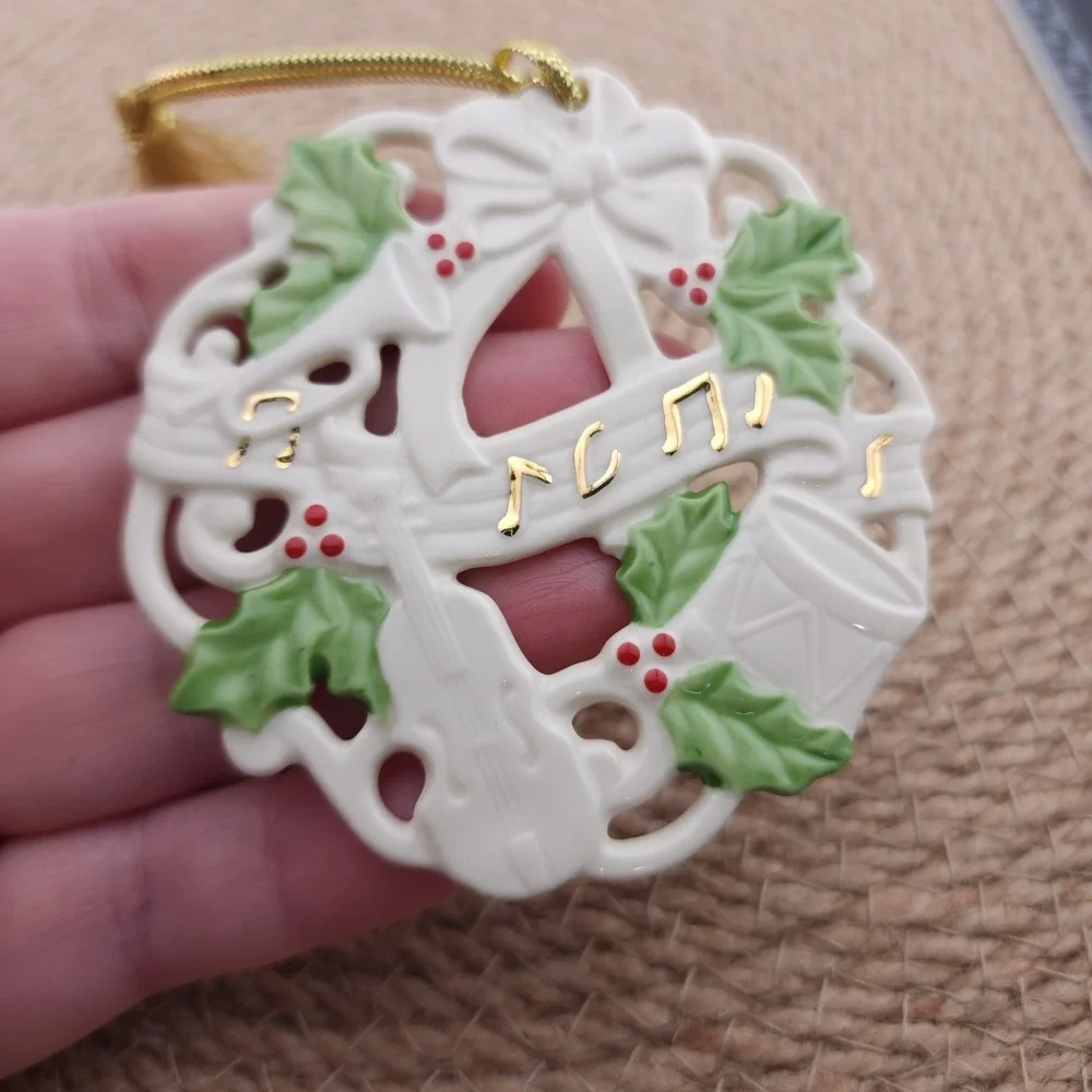 Lenox Christmas Tree Ornament Porcelain Wreath Musical Note For My Music Teacher